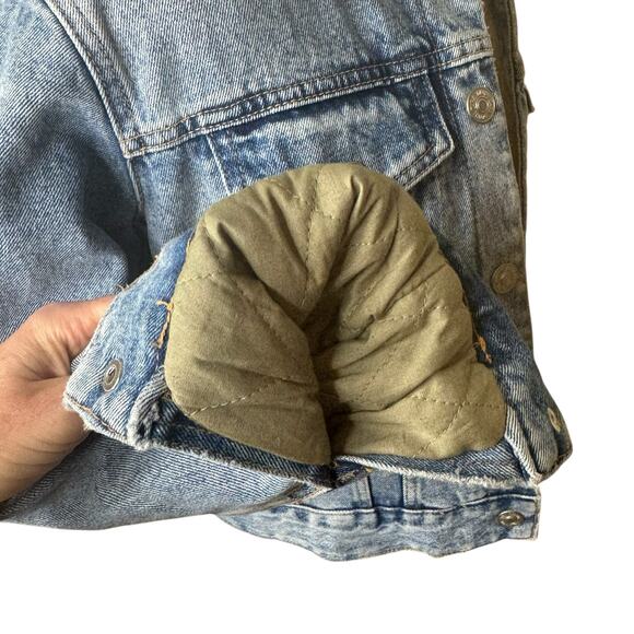ZARA Sherpa Lined Denim Jacket Size Small - Picture 5 of 7